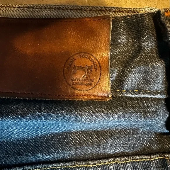 Kasil workshop Davison straight leg, modern vintage blue denim jeans 33 x 34